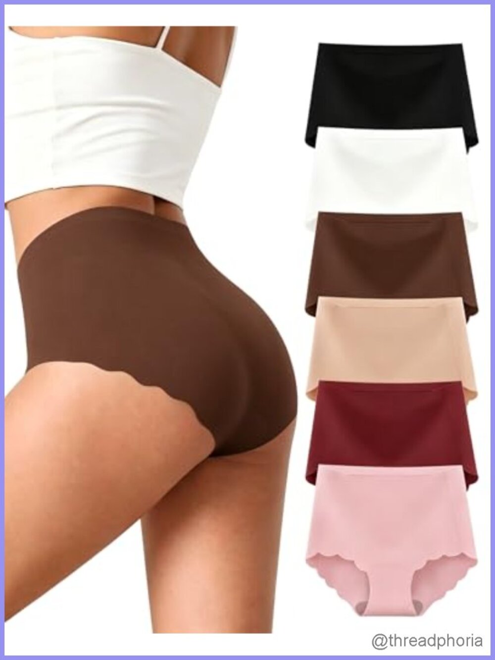 Seamless High Waisted Briefs for Women Tummy Control No Show Panties 6 Pack